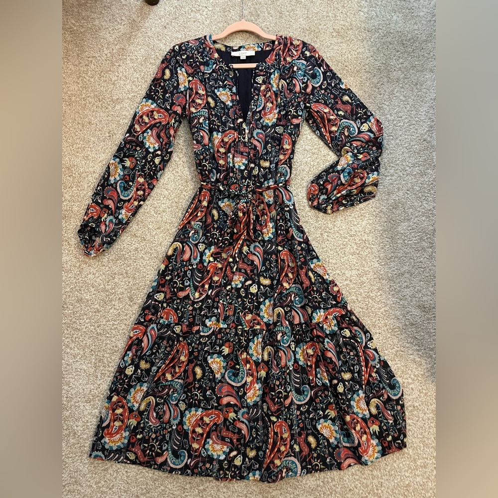 LOFT Bohemian Paisley Long Sleeve Dress NWOT - XS